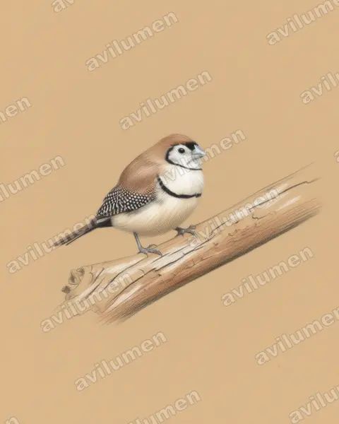 Illustration im Stil Buntstift: Ringelastrild (Taeniopygia bichenovii)
