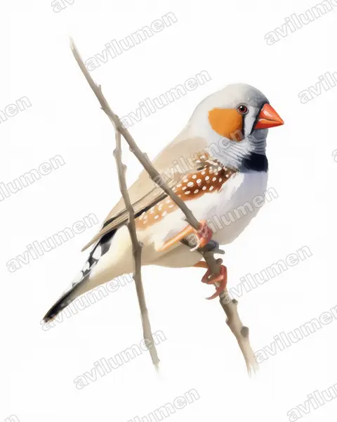 Australian zebra finch（Taeniopygia castanotis）的水彩插画