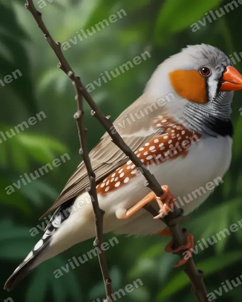 Australian zebra finch（Taeniopygia castanotis）的写实插画