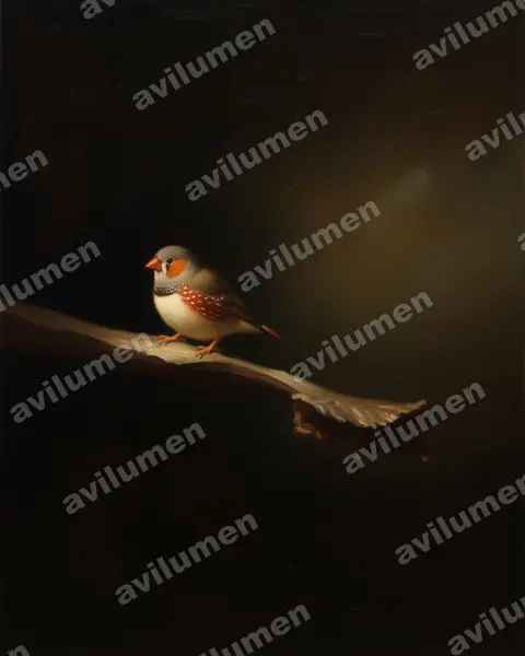 Oil illustration: Taeniopygia guttata (Sunda zebra finch)