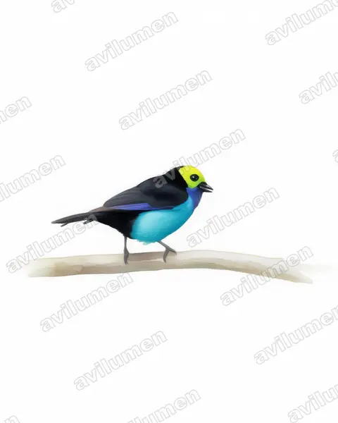 Watercolor illustration: Tangara chilensis (Paradise tanager)
