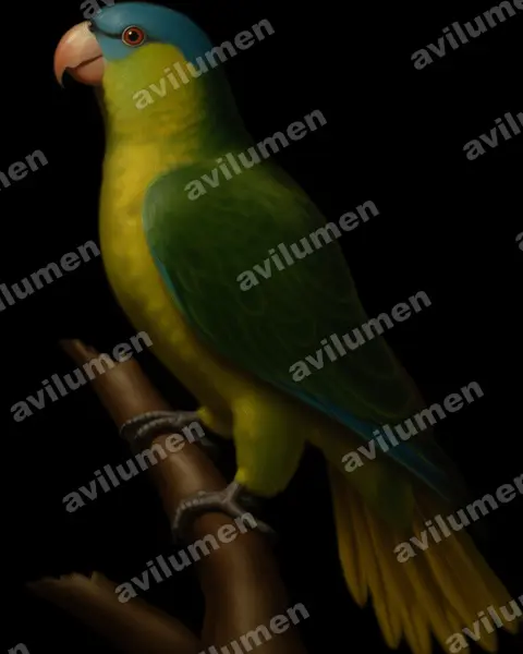 Illustration Huile : Tanygnathus gramineus (Perruche de Buru)