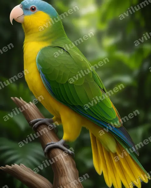 Illustration Réaliste : Tanygnathus gramineus (Perruche de Buru)