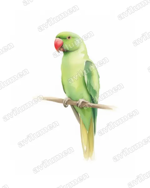 Illustration im Stil Aquarell: Blue-naped Parrot (Tanygnathus lucionensis)