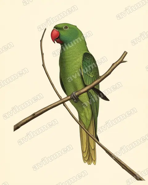 Illustration im Stil Historische Tafel: Blue-naped Parrot (Tanygnathus lucionensis)