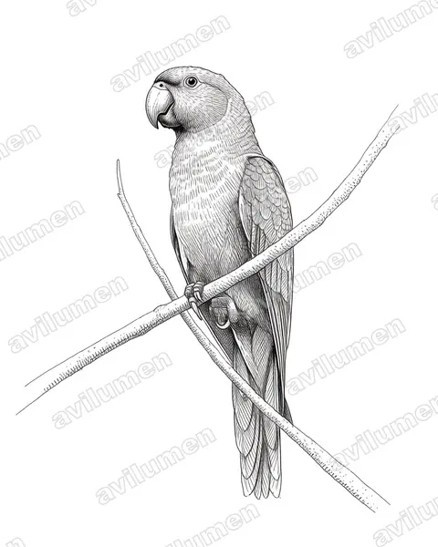 Illustration im Stil Tusche: Blue-naped Parrot (Tanygnathus lucionensis)