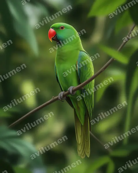 Illustration im Stil Realistisch: Blue-naped Parrot (Tanygnathus lucionensis)