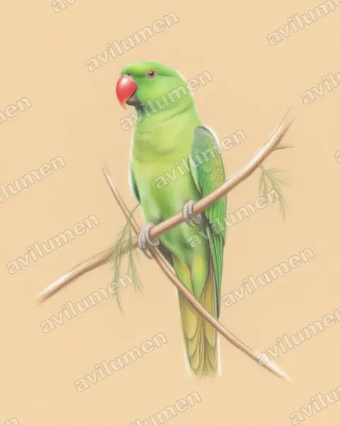 Illustration im Stil Buntstift: Blue-naped Parrot (Tanygnathus lucionensis)