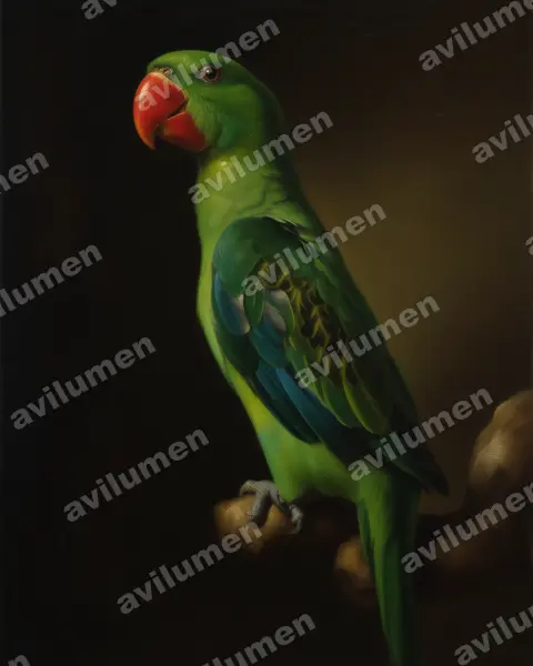 Illustration im Stil Öl: Schwarzschulterpapagei (Tanygnathus megalorynchos)