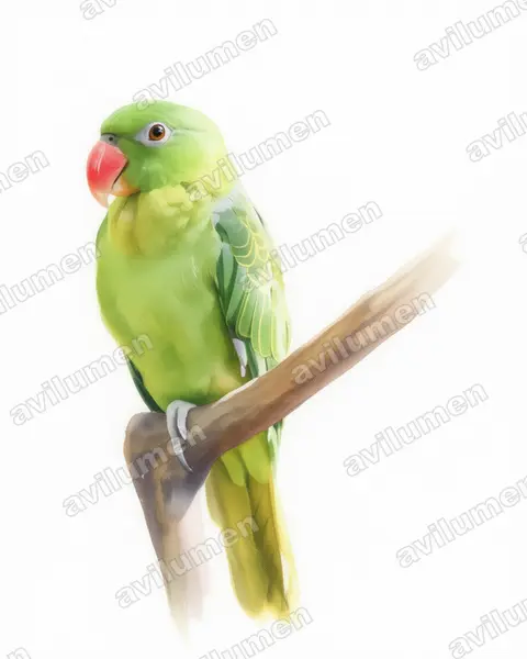 Illustration im Stil Aquarell: Azure-rumped Parrot (Tanygnathus sumatranus)