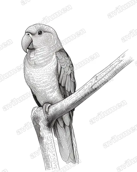 Illustration im Stil Tusche: Azure-rumped Parrot (Tanygnathus sumatranus)