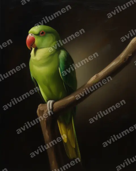 Illustration im Stil Öl: Azure-rumped Parrot (Tanygnathus sumatranus)