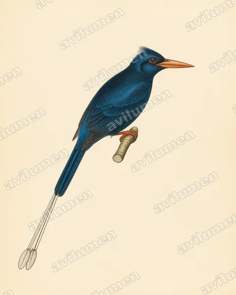 Illustration Planche ancienne : Tanysiptera carolinae (Martin-chasseur de Caroline)