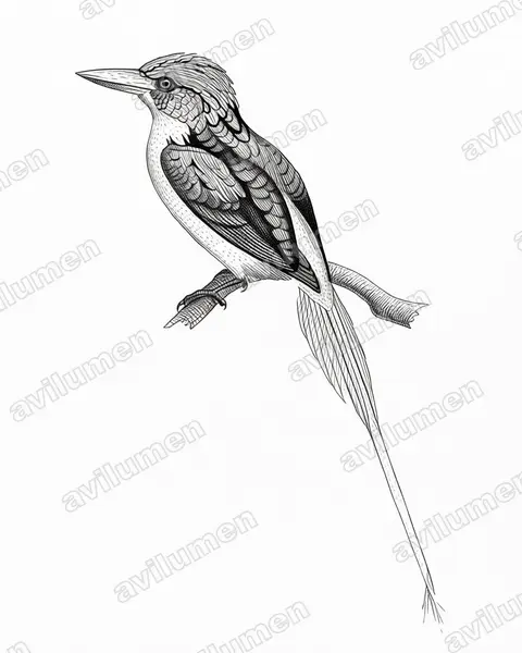 Illustration im Stil Tusche: Biakliest (Tanysiptera riedelii)
