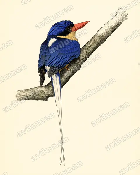 Illustration Planche ancienne : Tanysiptera sylvia (Martin-chasseur sylvain)