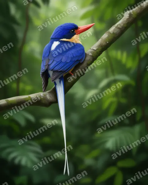 Illustration Réaliste : Tanysiptera sylvia (Martin-chasseur sylvain)