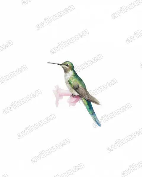 Illustration im Stil Aquarell: Graubauchsylphe (Taphrolesbia griseiventris)