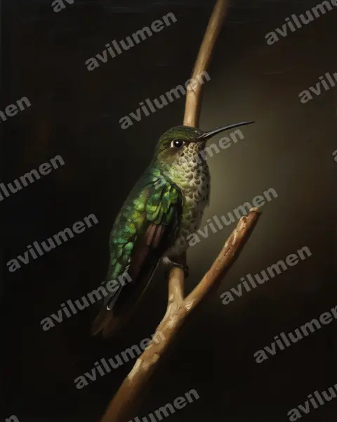 Illustration im Stil Öl: Tropfenkolibri (Taphrospilus hypostictus)