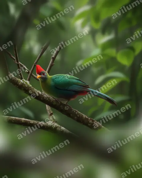 Ilustración en Realista: Tauraco bannermani (Turaco de Bannerman)
