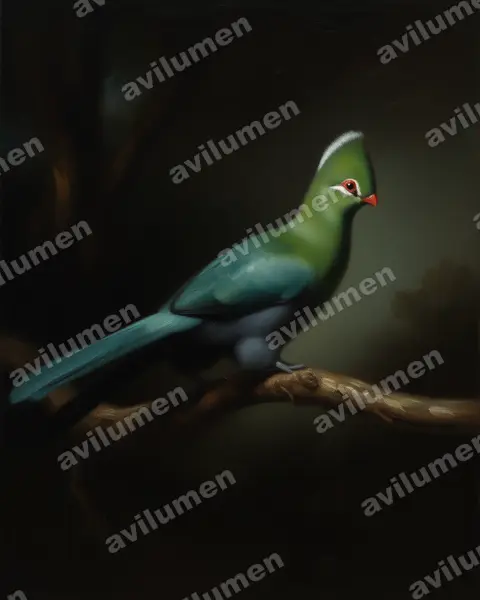 Illustration im Stil Öl: Federhelmturako (Tauraco corythaix)