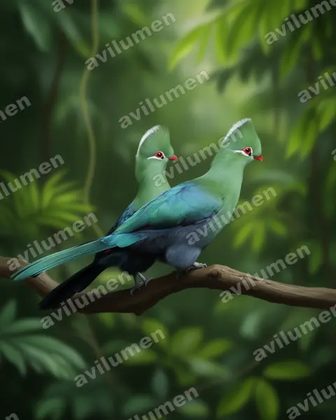 Illustration im Stil Realistisch: Federhelmturako (Tauraco corythaix)