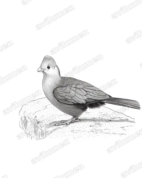 Illustration im Stil Tusche: Rothaubenturako (Tauraco erythrolophus)