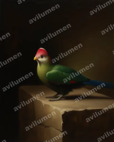 Illustration im Stil Öl: Rothaubenturako (Tauraco erythrolophus)