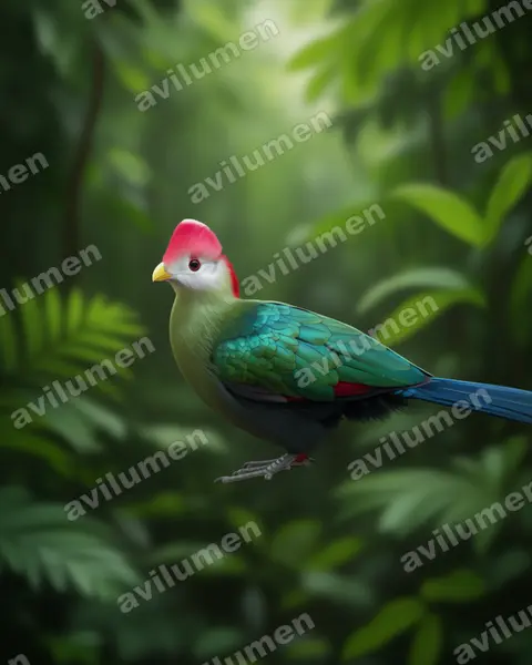 Illustration im Stil Realistisch: Rothaubenturako (Tauraco erythrolophus)