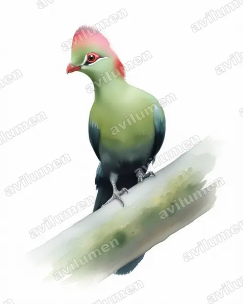 Fischer's Turaco（Tauraco fischeri）的水彩插画