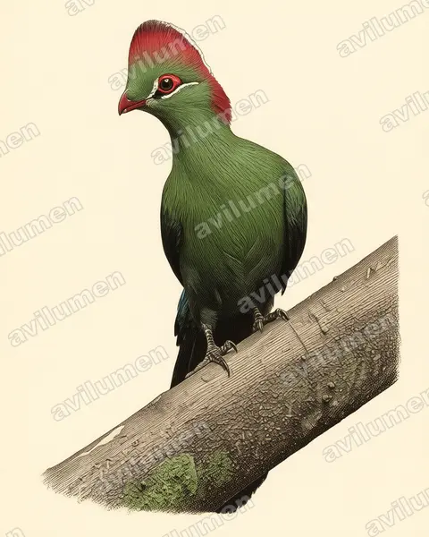 Fischer's Turaco（Tauraco fischeri）的古典图版插画