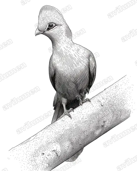 Fischer's Turaco（Tauraco fischeri）的钢笔墨线插画