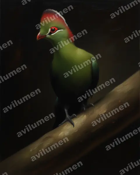 Fischer's Turaco（Tauraco fischeri）的油画插画