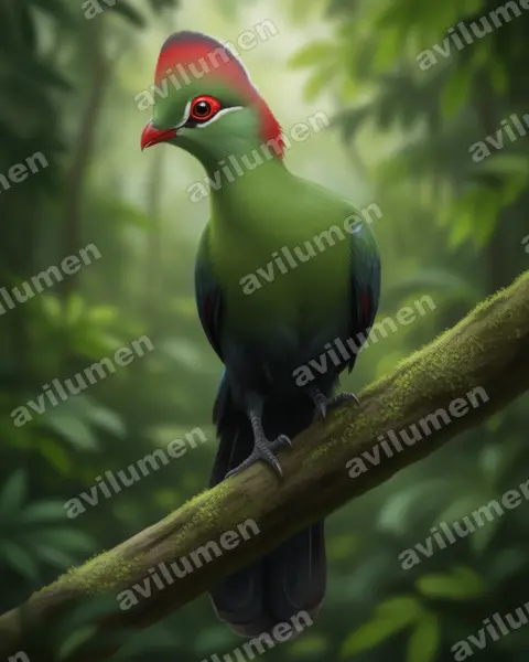 Fischer's Turaco（Tauraco fischeri）的写实插画