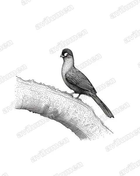 Ilustración en Tinta: Tauraco hartlaubi (Turaco de Hartlaub)
