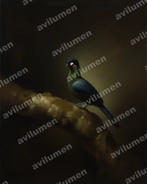 Ilustración en Óleo: Tauraco hartlaubi (Turaco de Hartlaub)