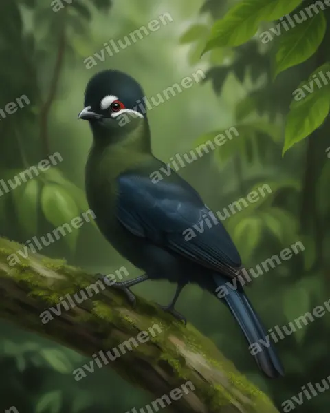 Ilustración en Realista: Tauraco hartlaubi (Turaco de Hartlaub)