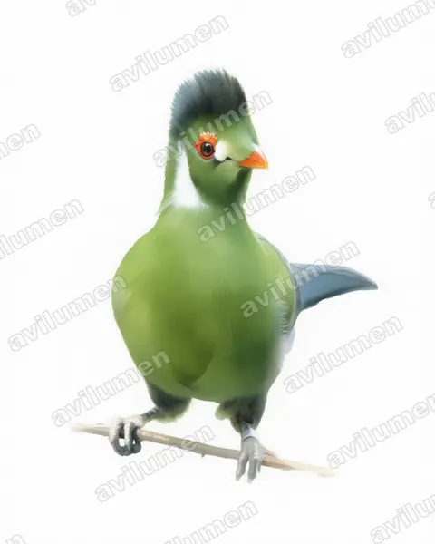 Illustration im Stil Aquarell: Weißohrturako (Tauraco leucotis)
