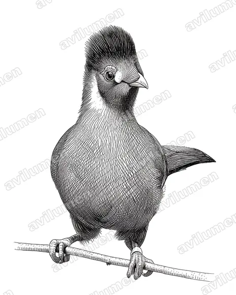 Illustration im Stil Tusche: Weißohrturako (Tauraco leucotis)