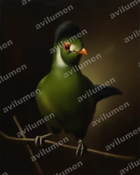 Illustration im Stil Öl: Weißohrturako (Tauraco leucotis)