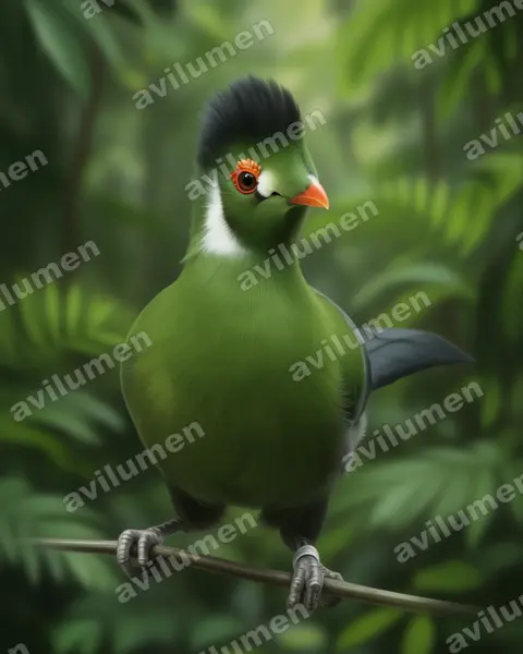 Illustration im Stil Realistisch: Weißohrturako (Tauraco leucotis)