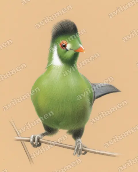 Illustration im Stil Buntstift: Weißohrturako (Tauraco leucotis)