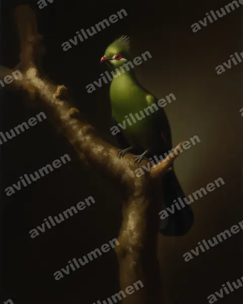 Illustration Huile : Tauraco livingstonii (Touraco de Livingstone)
