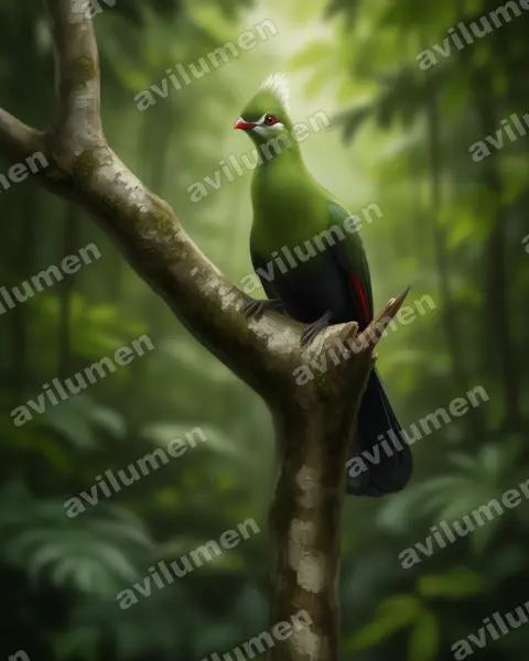 Illustration Réaliste : Tauraco livingstonii (Touraco de Livingstone)