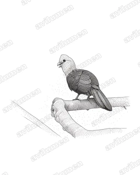 Illustration Encre : Tauraco macrorhynchus (Touraco à gros bec)