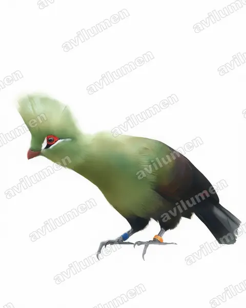 Ilustración en Acuarela: Tauraco persa (Turaco de Guinea)