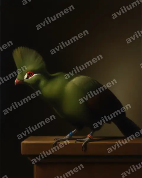 Ilustración en Óleo: Tauraco persa (Turaco de Guinea)