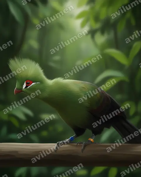 Ilustración en Realista: Tauraco persa (Turaco de Guinea)