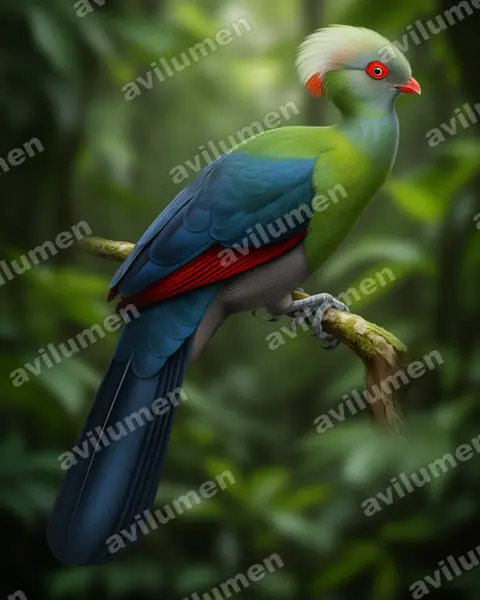 Illustration Réaliste : Tauraco ruspolii (Touraco de Ruspoli)
