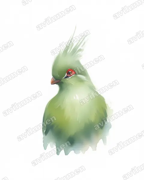 Ilustración en Acuarela: Tauraco schalowi (Turaco de Schalow)