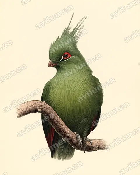 Ilustración en Lámina antigua: Tauraco schalowi (Turaco de Schalow)